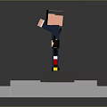 Pixel Style Train Model With Character Statue And Mickey Mouse On White Base