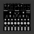 Black Computer Audio Mixer Console With Multiple Knobs Buttons And Modern Design