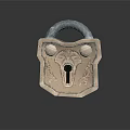Decorative Metallic Padlock with Carved Design and Brass Finish for Household Use