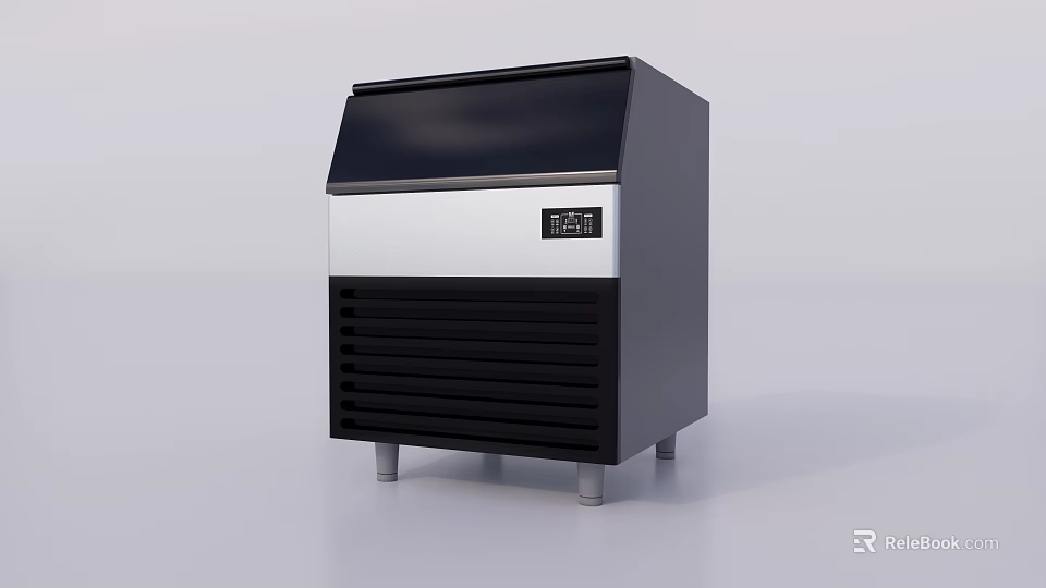 Black And Silver Compact Ice Maker With Digital Display For Modern Kitchen Appliances 3d model 