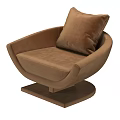 Elegant Brown Velvet Single Sofa with Soft Cushion and Sturdy Square Base 3d model