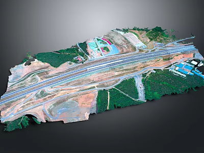 Highway Infrastructure Design With Multiple Lanes Green Landscaping And Access Roads 3d model