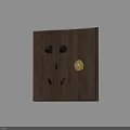 Elegant Walnut Wood Switch Panel with Socket Outlets and Golden Knob in Dark Brown