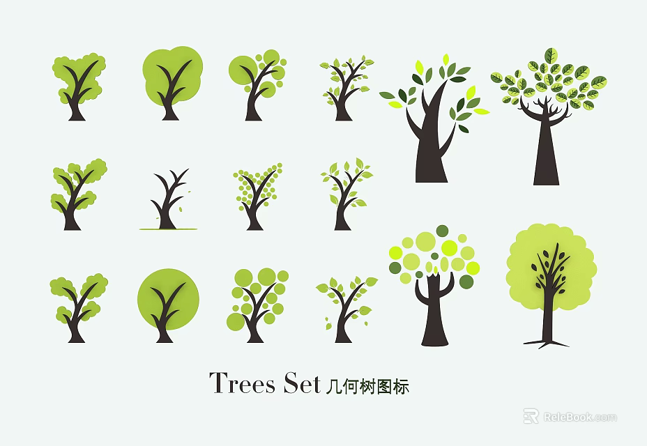Geometric Tree Icons For Wall Decoration 3d model 