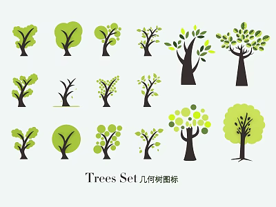 Geometric Tree Icons For Wall Decoration 3d model