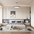 Kids Room Interior Design With Bed Stuffed Toys Rug Storage Cabinets And Decorative Painting
