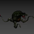Mythical Reptilian Game Movie Character With Sharp Teeth Multiple Legs And Spiked Back