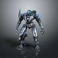 Futuristic Mechanical Robot Character With Silver Metallic Armor And Detailed Robotic Limbs