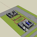 Design volume combination of primary and secondary schools 3d model