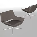 Modern Gray Office Chairs With Leather Upholstery And Metal Swivel Base