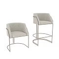 Modern Light Beige Upholstered Bar Stools With Metal Frame And Arched Base