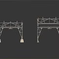 Two Industrial Metal Frame Structures With Support Legs And Platform Design