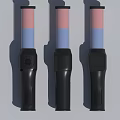 Three Curling Irons With Black Handles Pink And Blue Styling Sections