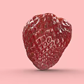 Red Juicy Strawberry on Vibrant Pink Background Looking Fresh and Ripe