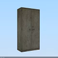 Public Facility Vintage Metal Storage Locker With Double Doors And Ventilation Grilles