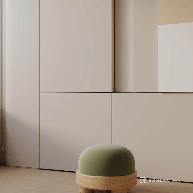 Modern Living Room Interior With Sleek Green Round Side Table And Beige Walls 3d model 