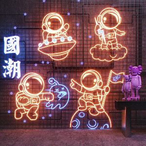 Industrial LOFT Decorative Light Astronaut Neon Light 3d model