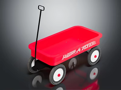 Radio Flyer Red Toy Wagon For Kids With Black Handle And White Hub Wheels 3d model