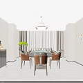 Hotel Mahjong Room Interior With Wooden Table Chairs Ceiling Lamp And Chinese Decorations