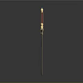 Ornate Decorative Sword With Red Hilt Golden Guard And Blue Gemstones