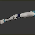 Mechanical Arm With White And Teal Components And Articulated Joint Design 3d model