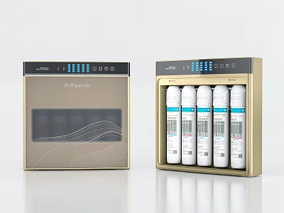 Modern Home Water Purifier With Digital Display And Filter Cartridge Unit 3d model