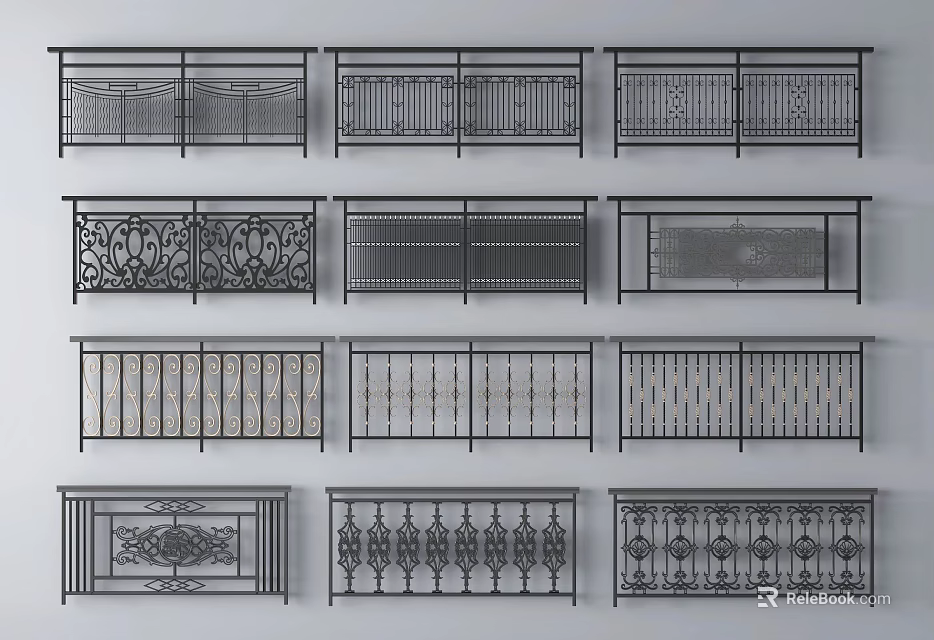 Various Ornate Fence Designs Showcasing Intricate Patterns And Metal Structures 3d model 