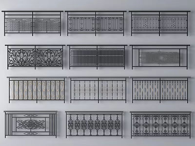 Various Ornate Fence Designs Showcasing Intricate Patterns And Metal Structures 3d model
