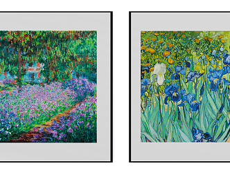 Modern Oil Painting Advanced Color Garden Iris Oil Painting Combination 3d model