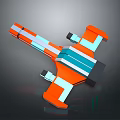 Modern Geometric Lounge Chair With Orange Blue And White Sleek Design