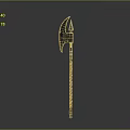 Medieval Battle Axe With Carved Wooden Handle And Curved Metal Blade Design