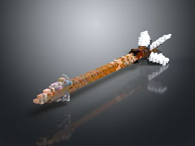 Pixel Style Sword Weapon With Orange White Block Components And Transparent Details 3d model