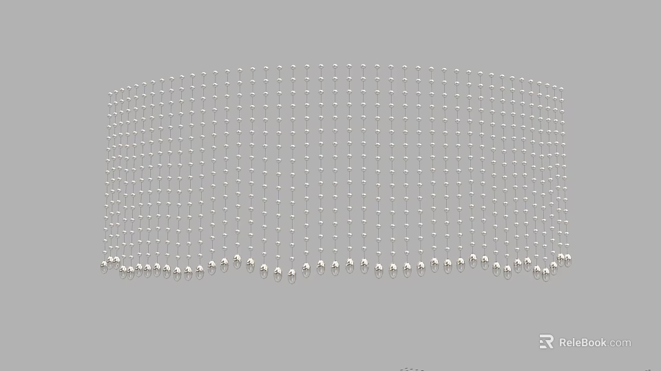 Decorative Beaded Curtain With Hanging Silver Beads For Interior Decoration 3d model 
