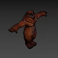 Cartoon Brown Bear Game and Movie Character 3D Model With Cheerful Expression Arms Outstretched