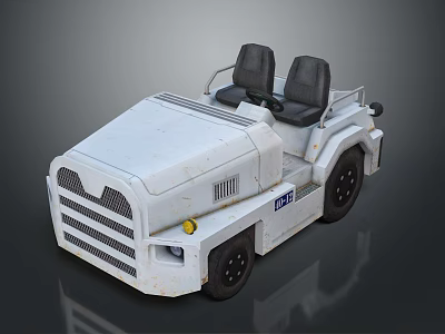 White Open Top Small Utility Vehicle With Two Black Seats And Front Grille 3d model
