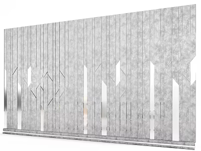 Modern Gray Background Wall With Vertical Stripes And Geometric Decorative Patterns 3d model