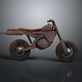 Rusty Vintage Motorcycle With Old Frame And Wheels On Dark Background 3d model