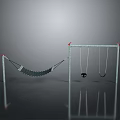 Outdoor Swing Set With Hammock And Two Seats On Metal Frame 3d model
