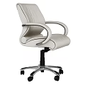 Light Colored Leather Office Chair With Modern Design Ergonomic Armrests And Swivel Casters