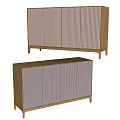 Modern TV Stand With Wooden Frame Striped Panels Light And Gray Striped Panel Designs