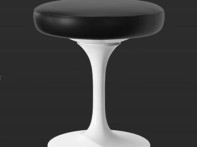 Modern White Base Stool With Black Leather Seat For Contemporary Spaces 3d model