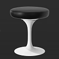 Modern White Base Stool With Black Leather Seat For Contemporary Spaces 3d model