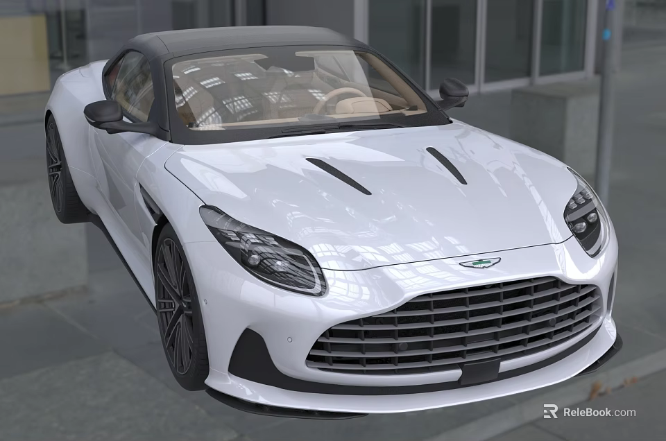 White Sports Car With Two Door Design Black Roof Sleek Exterior And Front Grille 3d model 