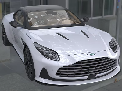 White Sports Car With Two Door Design Black Roof Sleek Exterior And Front Grille 3d model