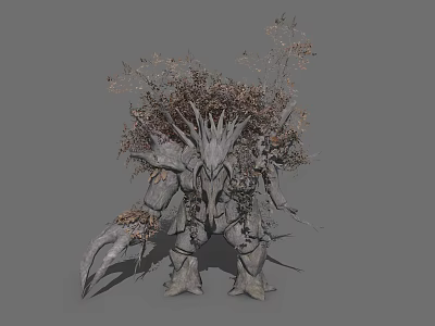 Game Movie Character Design Of Mythical Tree Monster With Root Covered Body And Spiked Branches 3d model