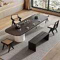 Cream Style Large Board Table Tea Table and Chair Combination Tea Table Tea Table Tea Room Tea Table Balcony Tea Table 3d model