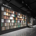 Organized Display Shelves with Various Color Swatches in Retail Showroom