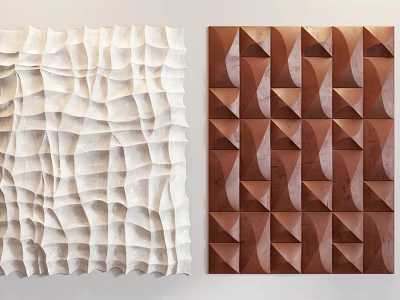 Modern 3D Wall Decor With White Textured And Brown Geometric Patterns For Interior Design 3d model