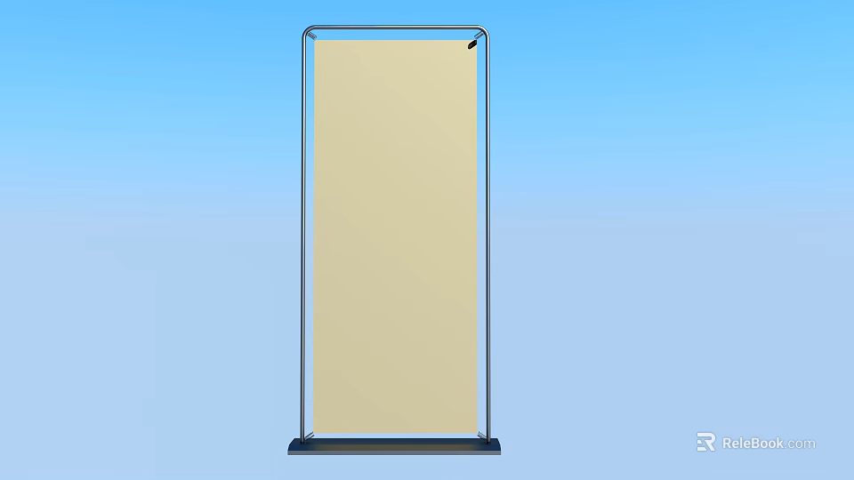 Floor Standing Billboard With Metal Frame Beige Panel And Blue Background 3d model 