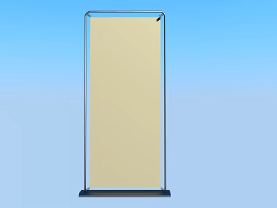 Floor Standing Billboard With Metal Frame Beige Panel And Blue Background 3d model